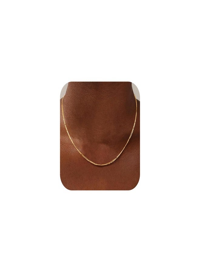 Treasure Bender S925 Sterling Silver Figaro Chain Necklace for Women - 18K Gold Plated Sterling Silver Figaro Chain Necklace Thick Sturdy Colourfast Necklaces Jewelery for Women 18 Inch - Image 1